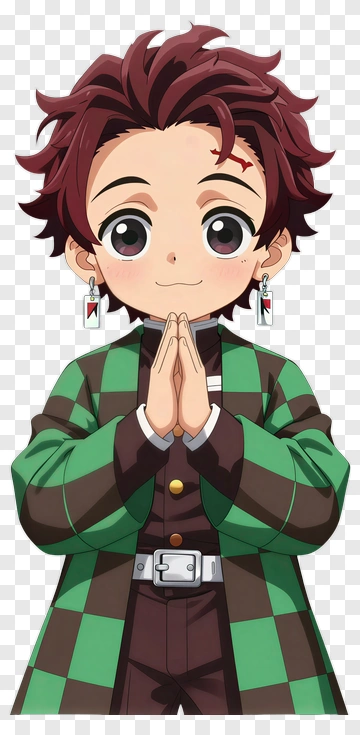 Anime Character With Green Checkered Outfit PNG