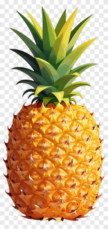 Pineapple With Green Leaves PNG
