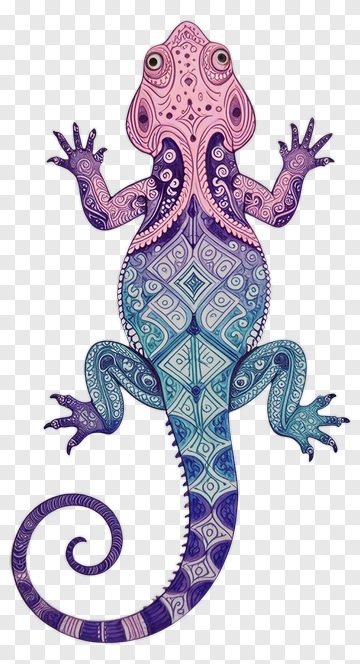 Colorful Lizard With Intricate Patterns PNG