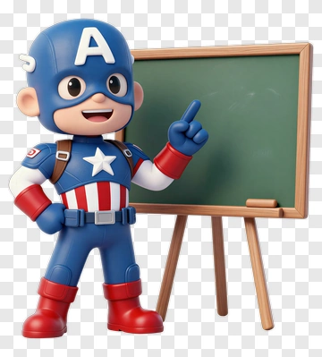 Cartoon Superhero Teacher Pointing At A Chalkboard PNG