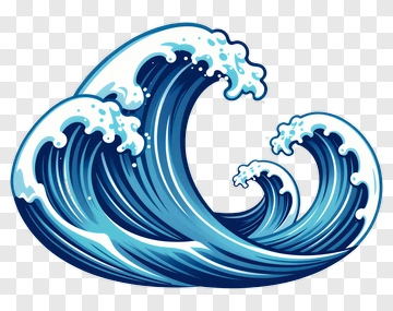 Stylized Ocean Waves PNG
