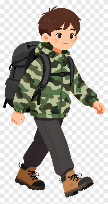 Boy Walking With A Backpack PNG