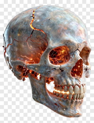 Glowing Cracked Skull PNG