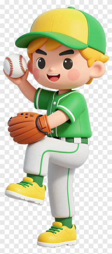 Cartoon Baseball Player Throwing A Ball PNG
