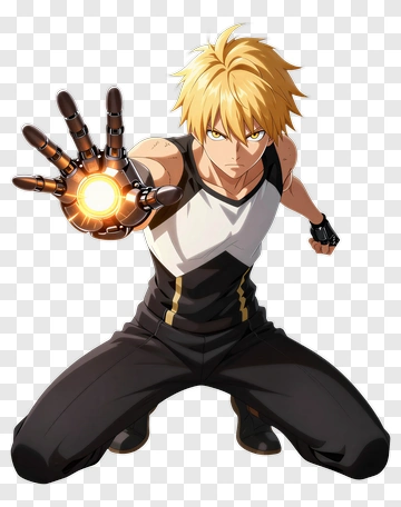 Anime Character Using Energy Power PNG