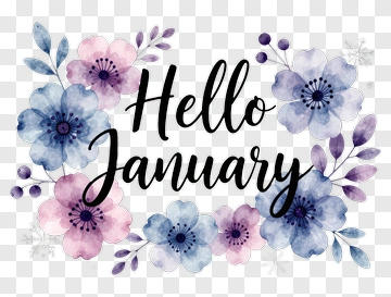 Hello January Floral Design PNG