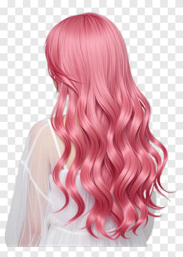 Long Pink Wavy Hair PNG