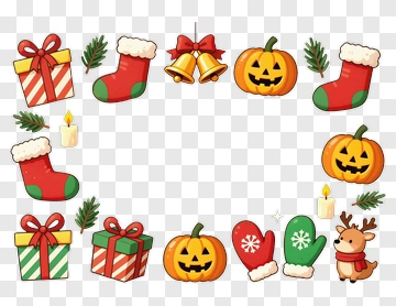 Colorful Christmas And Halloween Decoration Frame PNG