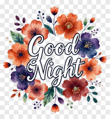 Good Night Floral Design PNG