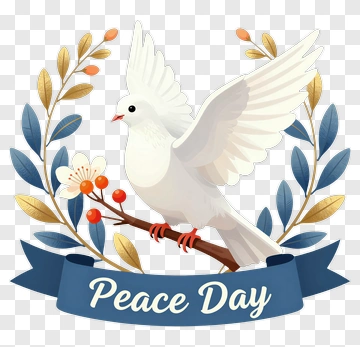 Dove Holding A Peace Day Banner PNG