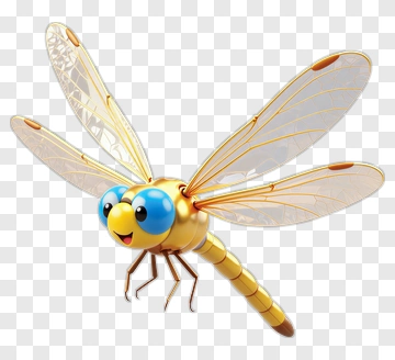 Cartoon Dragonfly With Big Eyes PNG