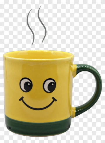 Smiling Yellow Coffee Mug PNG