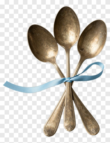Silver Spoons Tied With A Blue Ribbon PNG