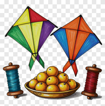 Colorful Kites And Sweet Treats PNG