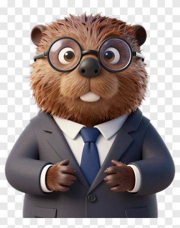 3D Beaver In A Suit With Glasses PNG