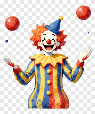 Cartoon Clown Juggling Red Balls PNG