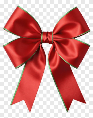 Red Ribbon Bow With Green Edges PNG