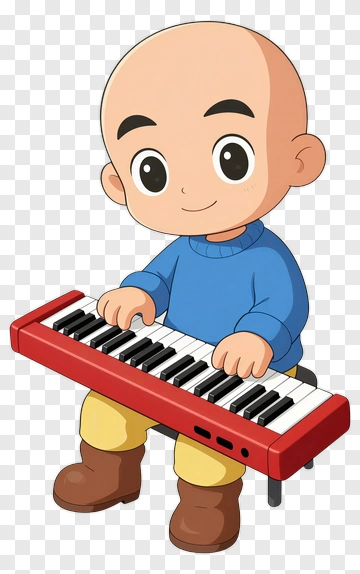 Cartoon Boy Playing A Melodica PNG