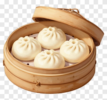 Steamed Dumplings In A Bamboo Steamer PNG