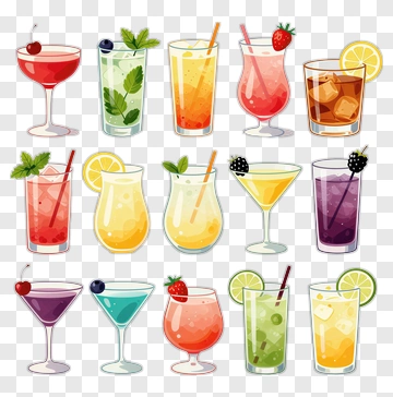 Colorful Cocktail Collection PNG