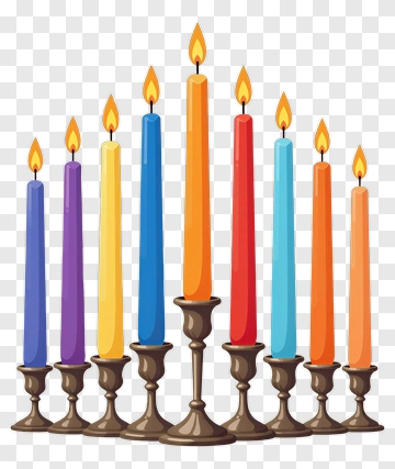 Colorful Candles On A Menorah PNG