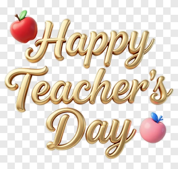 Happy Teacher's Day Greeting With Apples PNG