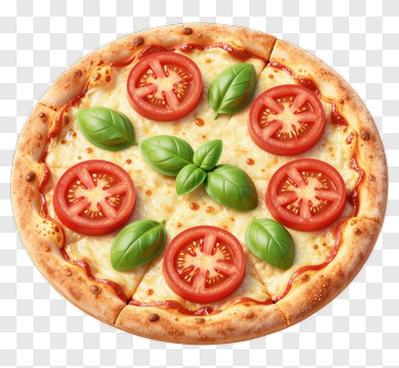 Pizza With Tomatoes And Basil PNG