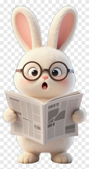 Surprised Rabbit Reading A Newspaper PNG