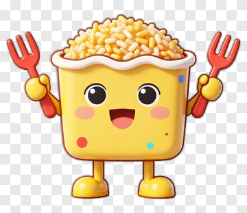 Cartoon Character Holding Forks With Happy Expression PNG