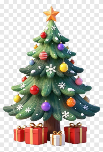 Colorful Christmas Tree With Presents PNG