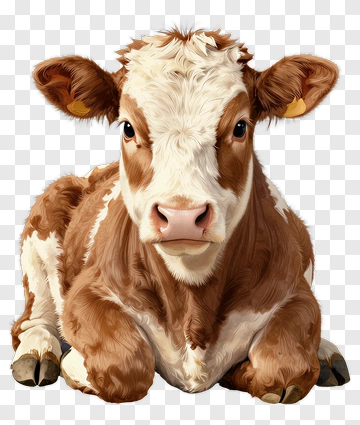 Realistic Brown Cow Lying Down PNG