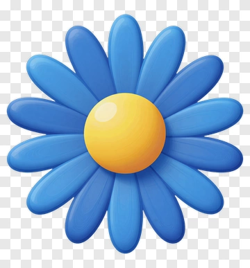 Blue Flower With Yellow Center PNG
