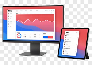 Data Visualization Dashboard On Computer And Tablet PNG