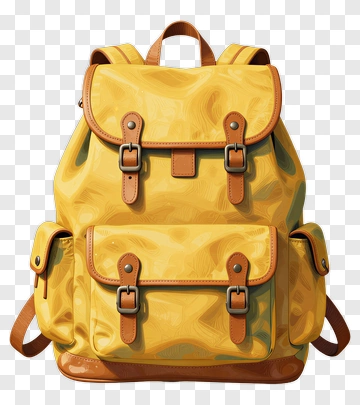 Yellow Backpack With Brown Accents PNG