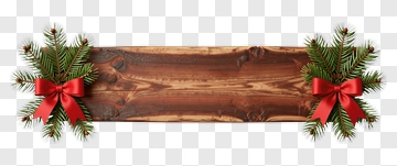 Wooden Sign With Christmas Decorations PNG