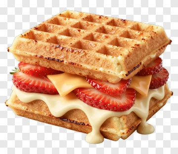 Waffle With Strawberries And Cream PNG