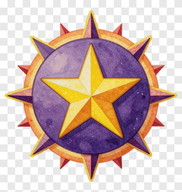Colorful Star Emblem With Sunburst Design PNG