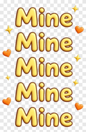 Colorful Mine Text With Hearts And Stars PNG