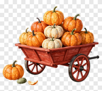 Pumpkin Cart Full Of Harvested Pumpkins PNG