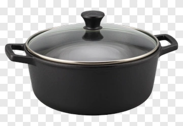Black Cooking Pot With Lid PNG
