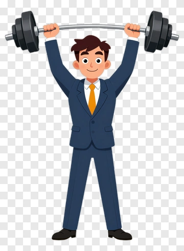 Businessman Lifting Weights PNG