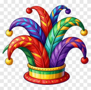 Colorful Jester Hat With Feathers PNG
