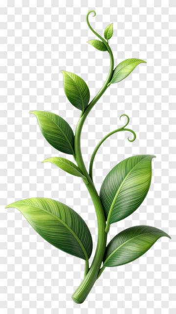 Green Leafy Plant Stem PNG