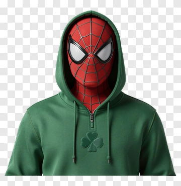 Spider-Man Wearing A Green Hoodie PNG