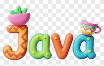 Colorful Java Text With Plant And Cup PNG