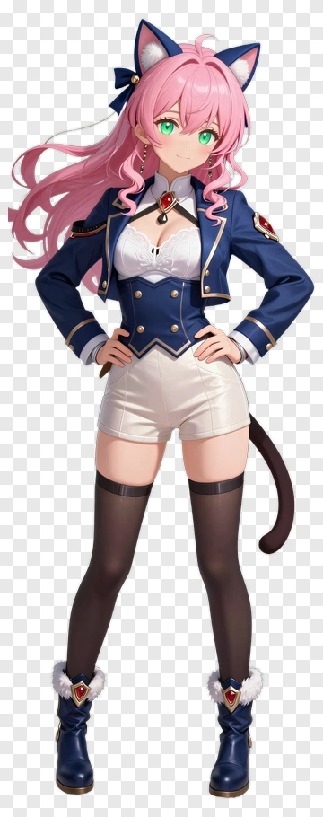 Anime Cat Girl In Stylish Outfit PNG