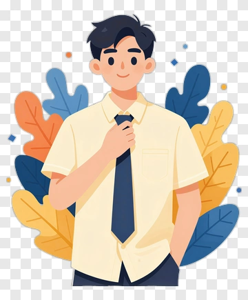Cartoon Young Man In A Dress Shirt And Tie PNG