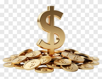 Gold Dollar Sign Surrounded By Coins PNG