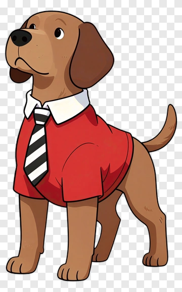 Cartoon Dog In A Red Shirt And Tie PNG