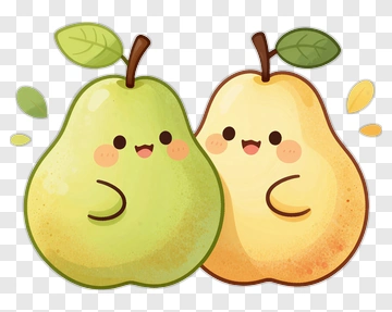 Cartoon Pears With Smiling Faces PNG